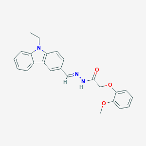 molecular formula C24H23N3O3 B322330 N'-[(9-ethyl-9H-carbazol-3-yl)methylene]-2-(2-methoxyphenoxy)acetohydrazide 