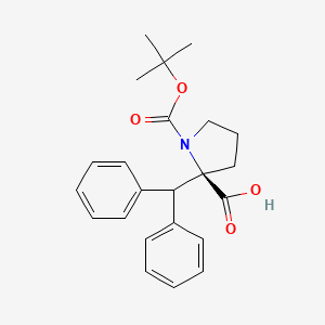 molecular formula C23H27NO4 B3223374 Boc-(R)-alpha-benzhydryl-proline CAS No. 1217809-41-0
