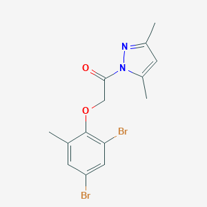 molecular formula C14H14Br2N2O2 B322343 1-[(2,4-dibromo-6-methylphenoxy)acetyl]-3,5-dimethyl-1H-pyrazole 