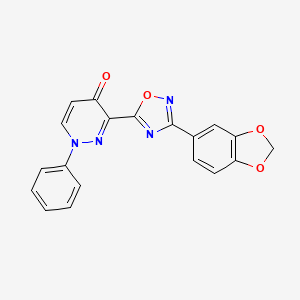 molecular formula C19H12N4O4 B3223527 3-(3-(benzo[d][1,3]dioxol-5-yl)-1,2,4-oxadiazol-5-yl)-1-phenylpyridazin-4(1H)-one CAS No. 1219145-86-4