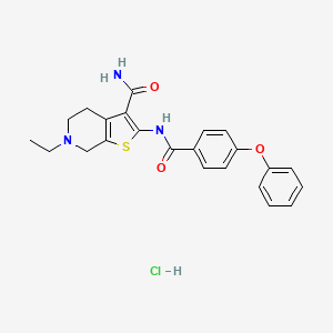 molecular formula C23H24ClN3O3S B3223535 6-Ethyl-2-(4-phenoxybenzamido)-4,5,6,7-tetrahydrothieno[2,3-c]pyridine-3-carboxamide hydrochloride CAS No. 1219197-87-1