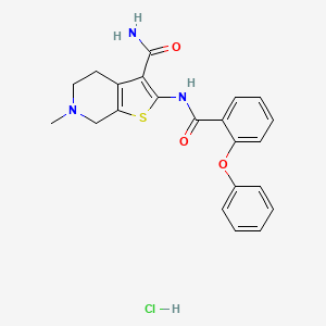 molecular formula C22H22ClN3O3S B3223542 6-Methyl-2-(2-phenoxybenzamido)-4,5,6,7-tetrahydrothieno[2,3-c]pyridine-3-carboxamide hydrochloride CAS No. 1219202-29-5
