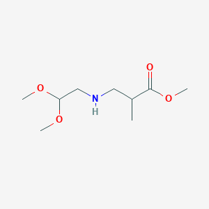 molecular formula C9H19NO4 B3223643 Methyl 3-[(2,2-dimethoxyethyl)amino]-2-methylpropanoate CAS No. 1221346-16-2