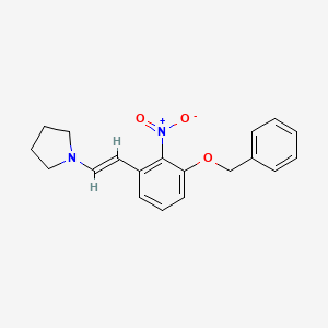 molecular formula C19H20N2O3 B3223645 Pyrrolidine, 1-[2-[2-nitro-3-(phenylmethoxy)phenyl]ethenyl]- CAS No. 122142-28-3