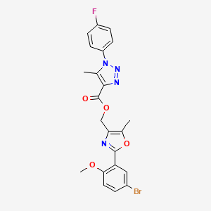 molecular formula C22H18BrFN4O4 B3223736 [2-(5-bromo-2-methoxyphenyl)-5-methyl-1,3-oxazol-4-yl]methyl 1-(4-fluorophenyl)-5-methyl-1H-1,2,3-triazole-4-carboxylate CAS No. 1223921-07-0