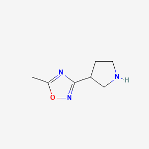 molecular formula C7H11N3O B3223799 5-Methyl-3-(pyrrolidin-3-yl)-1,2,4-oxadiazole CAS No. 1225218-60-9