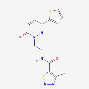 molecular formula C14H13N5O2S2 B3223943 4-methyl-N-(2-(6-oxo-3-(thiophen-2-yl)pyridazin-1(6H)-yl)ethyl)-1,2,3-thiadiazole-5-carboxamide CAS No. 1226433-35-7