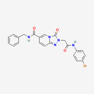 molecular formula C22H18BrN5O3 B3223998 N-benzyl-5-(3,4-dimethylisoxazol-5-yl)thiophene-2-sulfonamide CAS No. 1226449-44-0