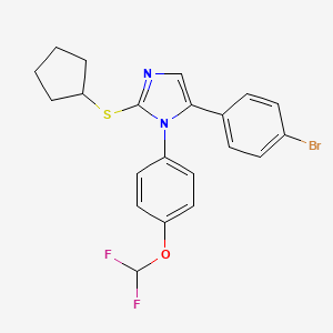 molecular formula C21H19BrF2N2OS B3224001 5-(4-bromophenyl)-2-(cyclopentylthio)-1-(4-(difluoromethoxy)phenyl)-1H-imidazole CAS No. 1226451-59-7