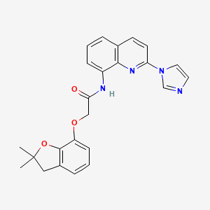 molecular formula C24H22N4O3 B3224005 N-(2-(1H-imidazol-1-yl)quinolin-8-yl)-2-((2,2-dimethyl-2,3-dihydrobenzofuran-7-yl)oxy)acetamide CAS No. 1226453-18-4