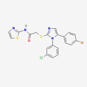 molecular formula C20H14BrClN4OS2 B3224015 2-((5-(4-bromophenyl)-1-(3-chlorophenyl)-1H-imidazol-2-yl)thio)-N-(thiazol-2-yl)acetamide CAS No. 1226459-56-8