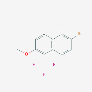 molecular formula C13H10BrF3O B3224027 2-Bromo-6-methoxy-1-methyl-5-(trifluoromethyl)naphthalene CAS No. 122670-67-1