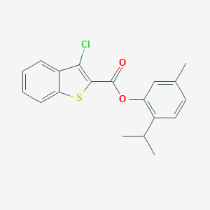 molecular formula C19H17ClO2S B322406 2-Isopropyl-5-methylphenyl 3-chloro-1-benzothiophene-2-carboxylate 