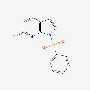 molecular formula C14H11ClN2O2S B3224061 1H-Pyrrolo[2,3-b]pyridine, 6-chloro-2-methyl-1-(phenylsulfonyl)- CAS No. 1227266-96-7