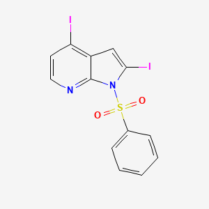 molecular formula C13H8I2N2O2S B3224090 1-(Phenylsulfonyl)-2,4-diiodo-7-azaindole CAS No. 1227270-20-3