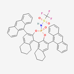 molecular formula C49H37F3NO5PS B3224118 (11bR)-N-(2,6-Di(anthracen-9-yl)-4-oxido-8,9,10,11,12,13,14,15-octahydrodinaphtho[2,1-d:1',2'-f][1,3,2]dioxaphosphepin-4-yl)-1,1,1-trifluoromethanesulfonamide CAS No. 1227374-65-3