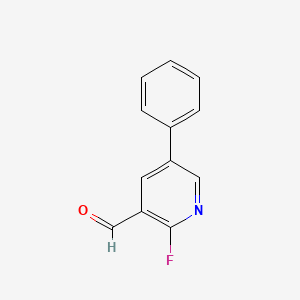 molecular formula C12H8FNO B3224200 2-Fluoro-5-phenylnicotinaldehyde CAS No. 1227582-82-2