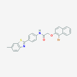molecular formula C26H19BrN2O2S B322422 2-[(1-bromo-2-naphthyl)oxy]-N-[4-(6-methyl-1,3-benzothiazol-2-yl)phenyl]acetamide 