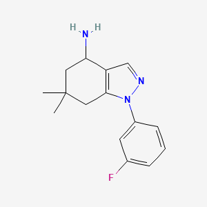 molecular formula C15H18FN3 B3224283 1-(3-Fluorophenyl)-6,6-dimethyl-4,5,6,7-tetrahydro-1H-indazol-4-amine CAS No. 1228552-33-7
