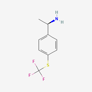molecular formula C9H10F3NS B3224318 (1R)-1-[4-(Trifluoromethylthio)phenyl]ethylamine CAS No. 1228569-53-6