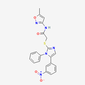 molecular formula C21H17N5O4S B3224577 N-(5-methylisoxazol-3-yl)-2-((5-(3-nitrophenyl)-1-phenyl-1H-imidazol-2-yl)thio)acetamide CAS No. 1234871-73-8