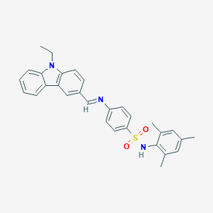 molecular formula C30H29N3O2S B322458 4-{[(9-ethyl-9H-carbazol-3-yl)methylene]amino}-N-mesitylbenzenesulfonamide 