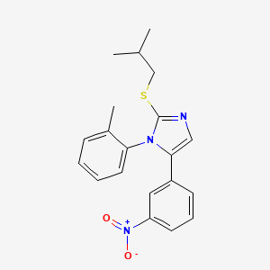 molecular formula C20H21N3O2S B3224611 2-(isobutylthio)-5-(3-nitrophenyl)-1-(o-tolyl)-1H-imidazole CAS No. 1235110-34-5
