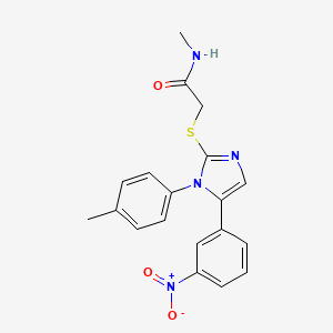 molecular formula C19H18N4O3S B3224617 N-methyl-2-((5-(3-nitrophenyl)-1-(p-tolyl)-1H-imidazol-2-yl)thio)acetamide CAS No. 1235116-17-2
