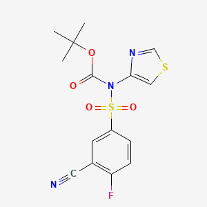 molecular formula C15H14FN3O4S2 B3224632 tert-Butyl [(3-cyano-4-fluorophenyl)sulfonyl]1,3-thiazol-4-ylcarbamate CAS No. 1235406-59-3