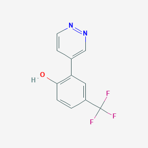 molecular formula C11H7F3N2O B3224640 2-(Pyridazin-4-yl)-4-(trifluoromethyl)phenol CAS No. 1235407-03-0