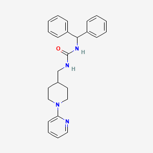 molecular formula C25H28N4O B3224663 1-Benzhydryl-3-((1-(pyridin-2-yl)piperidin-4-yl)methyl)urea CAS No. 1235626-18-2