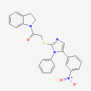 molecular formula C25H20N4O3S B3224668 1-(indolin-1-yl)-2-((5-(3-nitrophenyl)-1-phenyl-1H-imidazol-2-yl)thio)ethanone CAS No. 1235671-47-2