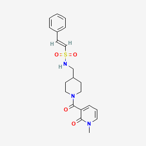(E)-N-((1-(1-methyl-2-oxo-1,2-dihydropyridine-3-carbonyl)piperidin-4-yl)methyl)-2-phenylethenesulfonamide