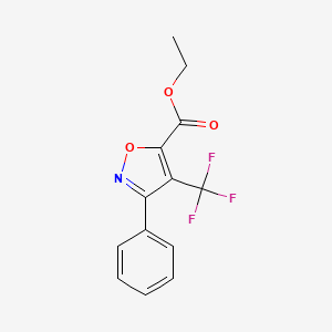 molecular formula C13H10F3NO3 B3224682 3-Phenyl-4-(trifluoromethyl)isoxazole-5-carboxylic acid ethyl ester CAS No. 1236188-81-0