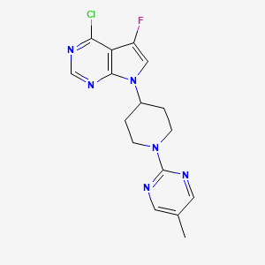 molecular formula C16H16ClFN6 B3224690 4-Chloro-5-fluoro-7-(1-(5-methylpyrimidin-2-yl)piperidin-4-yl)-7H-pyrrolo[2,3-d]pyrimidine CAS No. 1236285-22-5