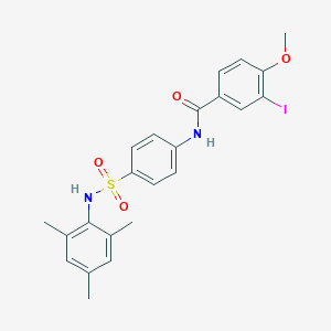 molecular formula C23H23IN2O4S B322470 3-iodo-N-{4-[(mesitylamino)sulfonyl]phenyl}-4-methoxybenzamide 