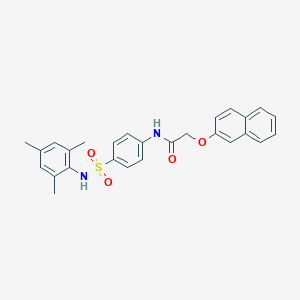 molecular formula C27H26N2O4S B322474 N-{4-[(mesitylamino)sulfonyl]phenyl}-2-(2-naphthyloxy)acetamide 
