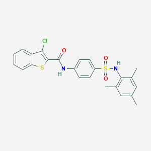 molecular formula C24H21ClN2O3S2 B322475 3-chloro-N-{4-[(mesitylamino)sulfonyl]phenyl}-1-benzothiophene-2-carboxamide 