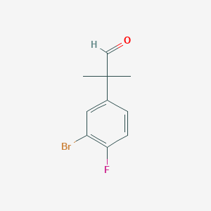 molecular formula C10H10BrFO B3224791 2-(3-Bromo-4-fluorophenyl)-2-methylpropanal CAS No. 1239964-07-8