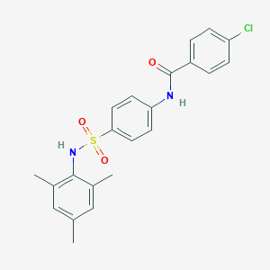 molecular formula C22H21ClN2O3S B322480 4-chloro-N-{4-[(mesitylamino)sulfonyl]phenyl}benzamide 