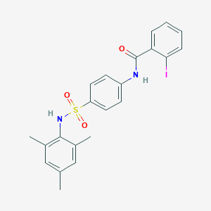 molecular formula C22H21IN2O3S B322481 2-iodo-N-{4-[(mesitylamino)sulfonyl]phenyl}benzamide 