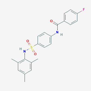 molecular formula C22H21FN2O3S B322483 4-fluoro-N-{4-[(mesitylamino)sulfonyl]phenyl}benzamide 