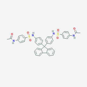 molecular formula C41H34N4O6S2 B322507 N-{4-[(4-{9-[4-({[4-(acetylamino)phenyl]sulfonyl}amino)phenyl]-9H-fluoren-9-yl}anilino)sulfonyl]phenyl}acetamide 