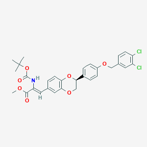 molecular formula C30H29Cl2NO7 B3225243 Methyl (s,z)-2-((tert-butoxycarbonyl)amino)-3-(2-(4-((3,4-dichlorobenzyl)oxy)phenyl)-2,3-dihydrobenzo[b][1,4]dioxin-6-yl)acrylate CAS No. 1246828-98-7
