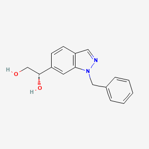 molecular formula C16H16N2O2 B3225257 (S)-1-(1-Benzyl-1H-indazol-6-yl)ethane-1,2-diol CAS No. 1247001-61-1