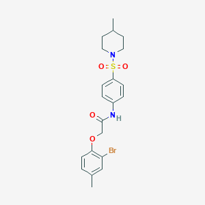 molecular formula C21H25BrN2O4S B322526 2-(2-bromo-4-methylphenoxy)-N-{4-[(4-methyl-1-piperidinyl)sulfonyl]phenyl}acetamide 