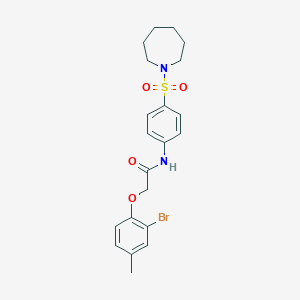 molecular formula C21H25BrN2O4S B322531 N-[4-(azepan-1-ylsulfonyl)phenyl]-2-(2-bromo-4-methylphenoxy)acetamide 