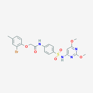 molecular formula C21H21BrN4O6S B322532 2-(2-bromo-4-methylphenoxy)-N-(4-{[(2,6-dimethoxy-4-pyrimidinyl)amino]sulfonyl}phenyl)acetamide 