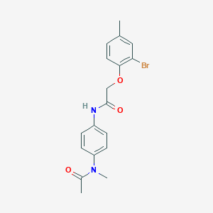 molecular formula C18H19BrN2O3 B322540 N-{4-[acetyl(methyl)amino]phenyl}-2-(2-bromo-4-methylphenoxy)acetamide 