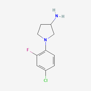 molecular formula C10H12ClFN2 B3225439 1-(4-Chloro-2-fluorophenyl)pyrrolidin-3-amine CAS No. 1248961-67-2